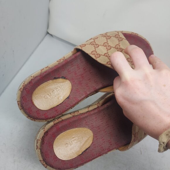 Gucci WOMENS Angelina GG Supreme Platform Brown Slide Sandal - Picture 12 of 12